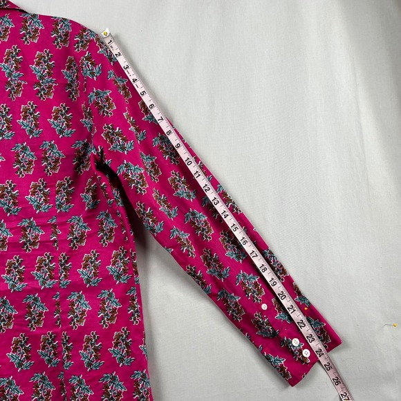 J Crew Womens M Magenta Pink Floral Cotton Long Sleeve Button Down Shirt - Picture 8 of 11